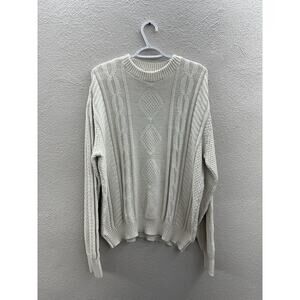 Neil Martin Mens Sweater Size XL Tan Long Sleeve Cotton Knit Vintage